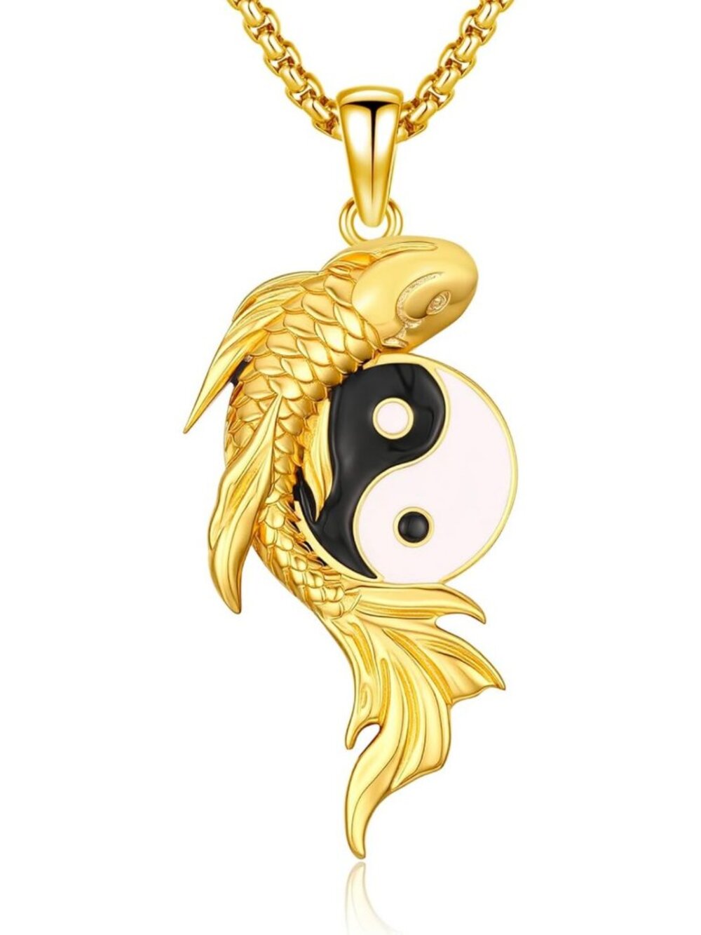 Yin Yang Dragon Phoenix Koi Fish Necklace 925 Silver Couples Pendant Friendship